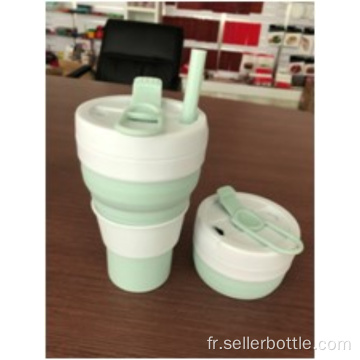 Gobelet en silicone de couleur unie pliable de 600 ml